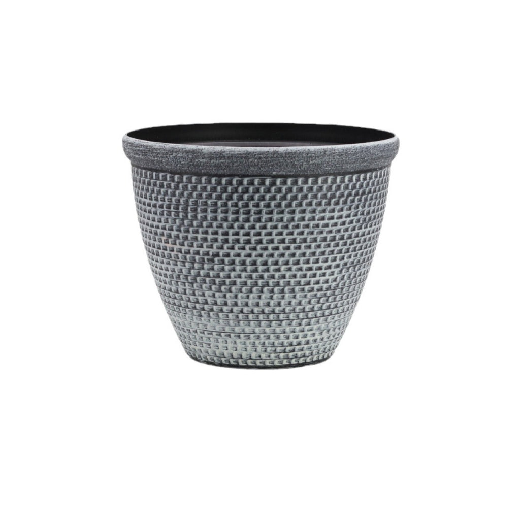 Minimalist Silver Grid-Pattern PP Floor Planter (25cm Diameter)