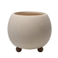 Nordic Round Ceramic Planter with Wooden Feet (18cm)