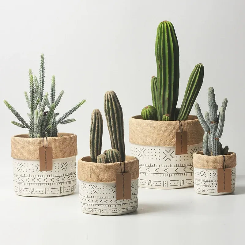 Nordic Ethnic Pattern Ceramic Planter (17cm)