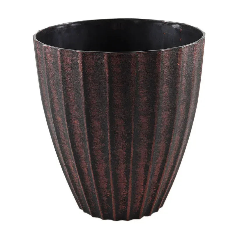 Purple Resin Ribbed Floor Planter (30×27cm)