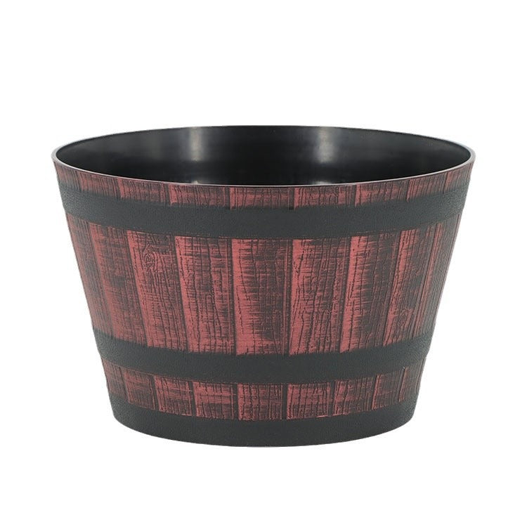 Vintage Barrel-Style PP Floor Planter (Red and Black)